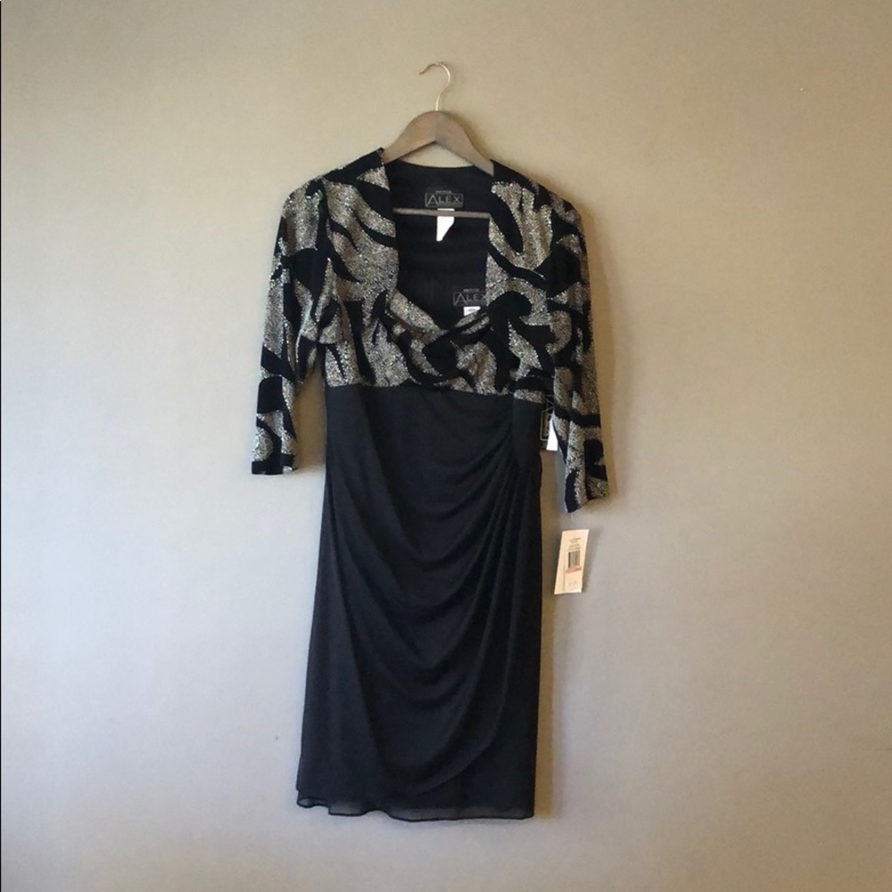 Petite Black & Silver Dress with Bolero Jacket